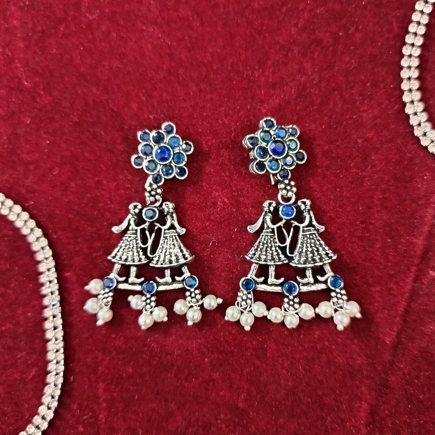 Blue Stone Studded Beautiful Dulha-Dulhan Earrings