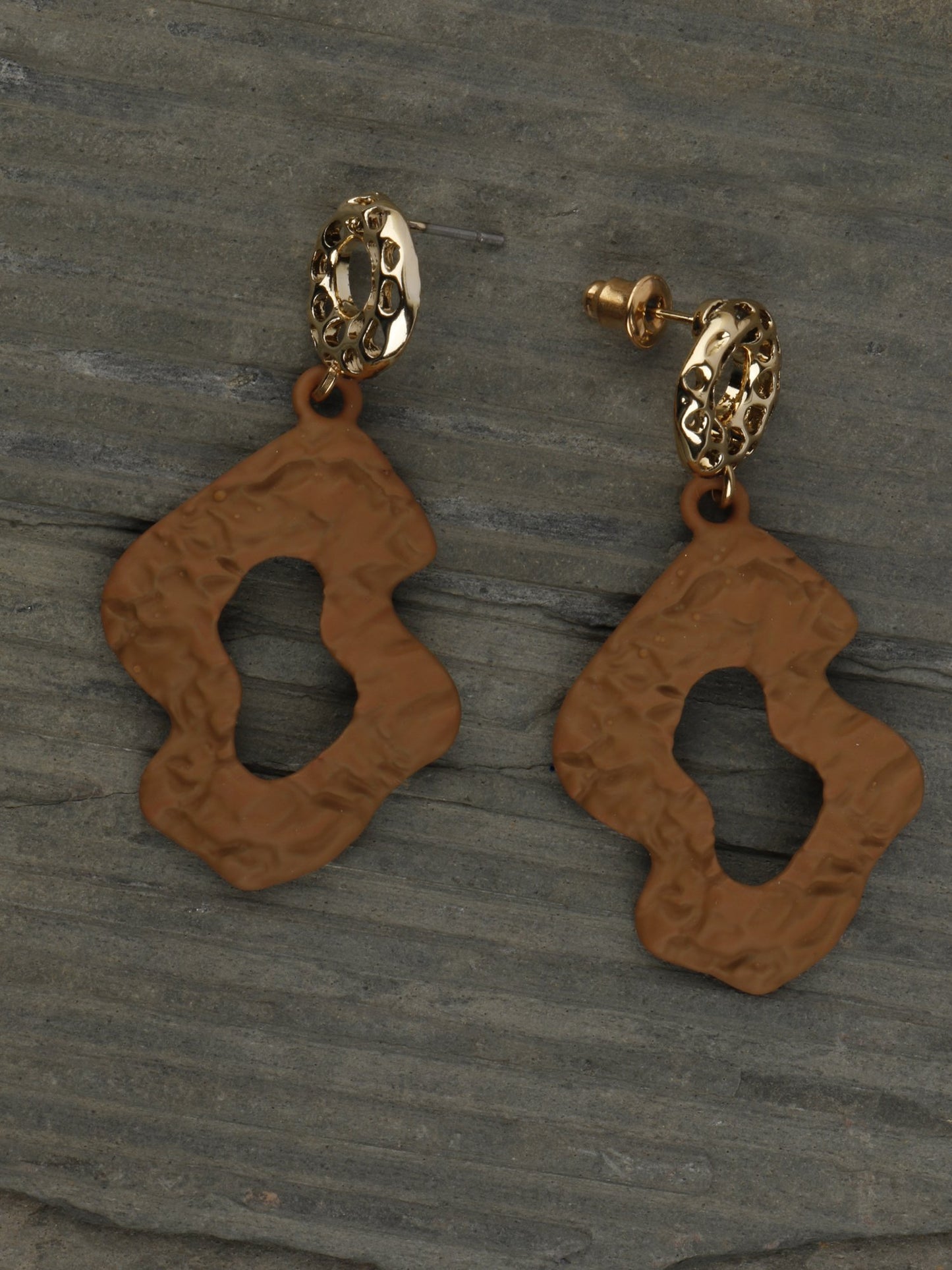 Matte Finish Brown Earrings