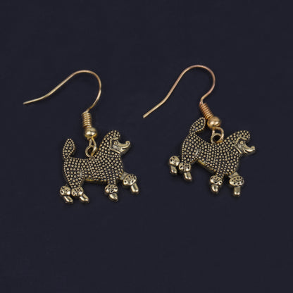 Furry Friend Shaped Golden Polished Oxidised Danglers