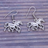 Horse Shaped Silver Polished Oxidised Danglers