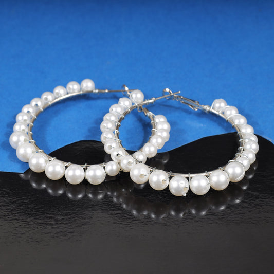 Wired Pearl Hoop Earrings