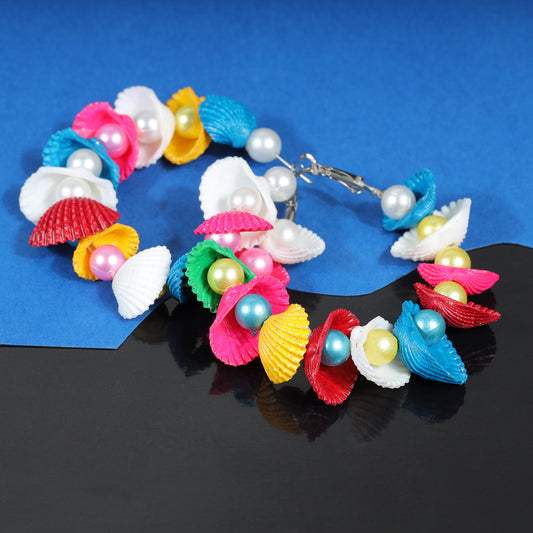 Multicolored Shell Hoop Earrings