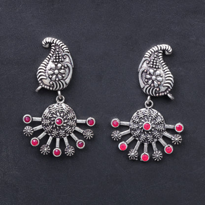 Red Stone Studded Statement Danglers