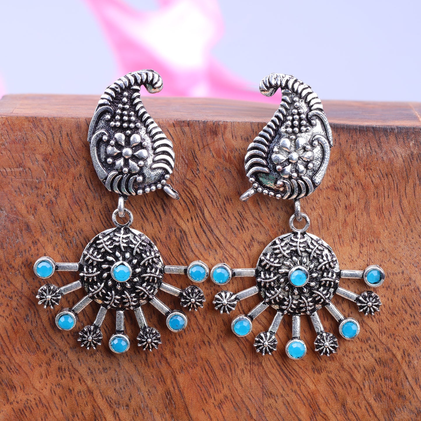 Firoze Stone Studded Statement Danglers