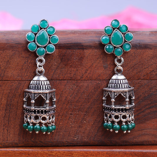 Green Stone Studded Jhorokha Earrings