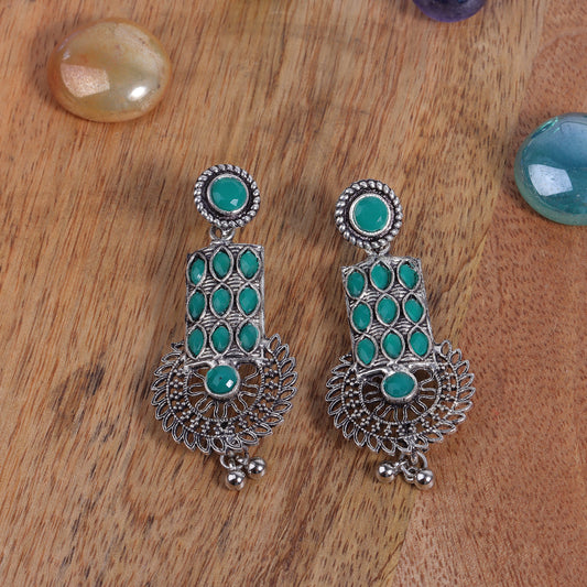 Green Stone Studded Beautiful Danglers