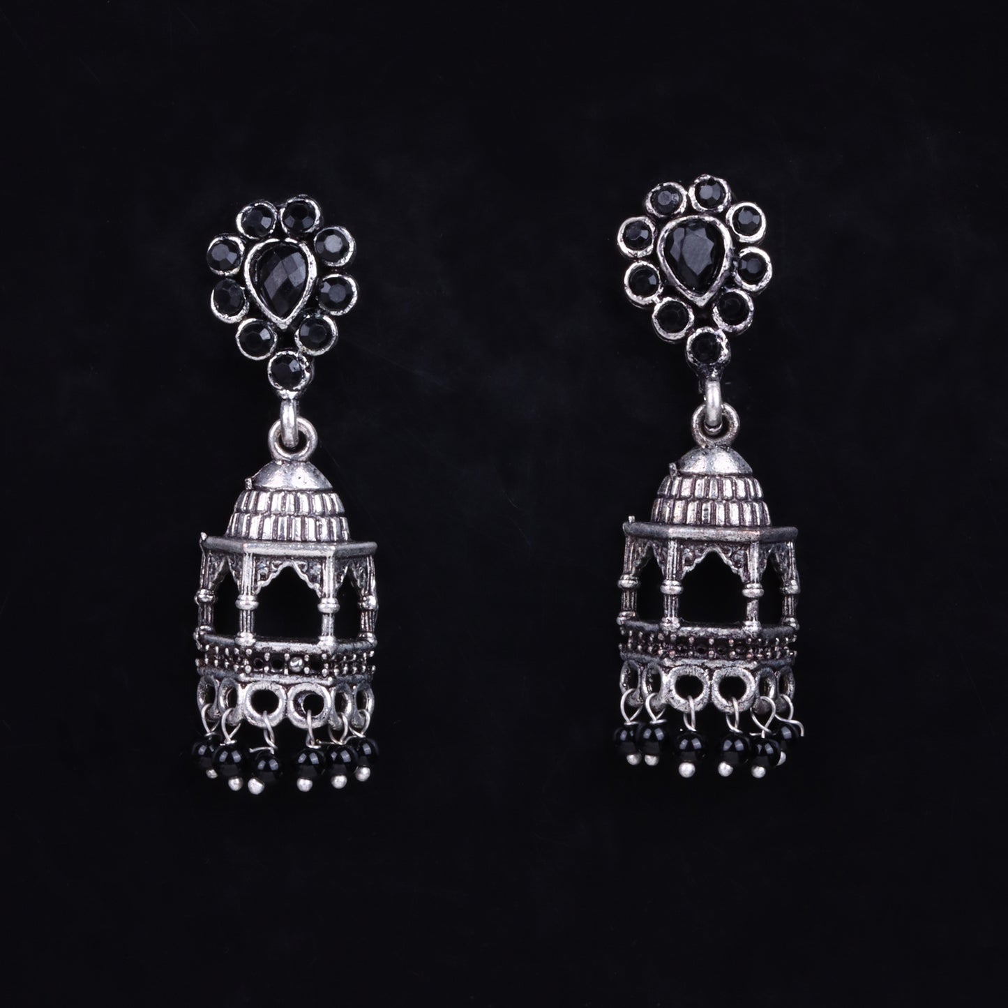 Black Stone Studded Jhorokha Earrings