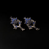 Blue Stone Studded Oxidised Dangler Earrings