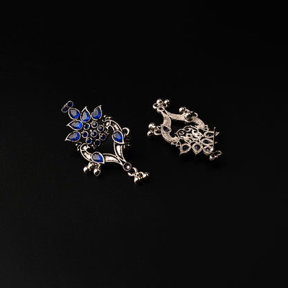 Blue Stone Studded Oxidised Dangler Earrings