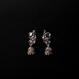 White Stone Studded Peacock Oxidised Earrings With Hanging Jhumki