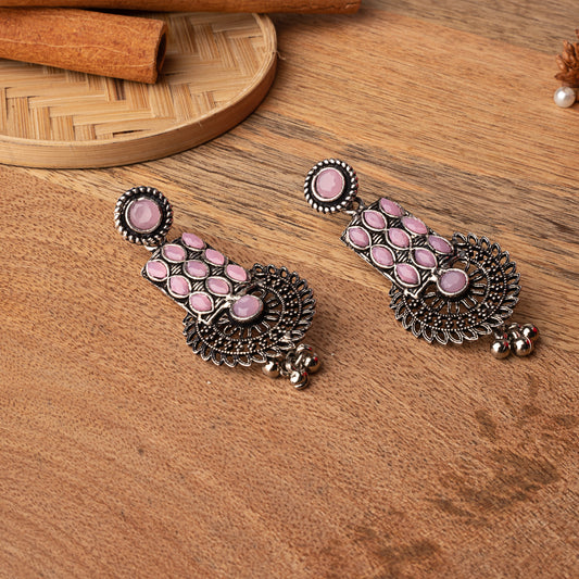 Baby Pink Stone Studded Beautiful Danglers