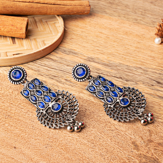 Blue Stone Studded Beautiful Danglers