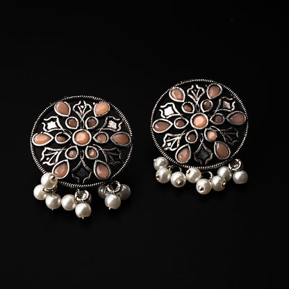 Light Orangish Stone Studded Circular Studs