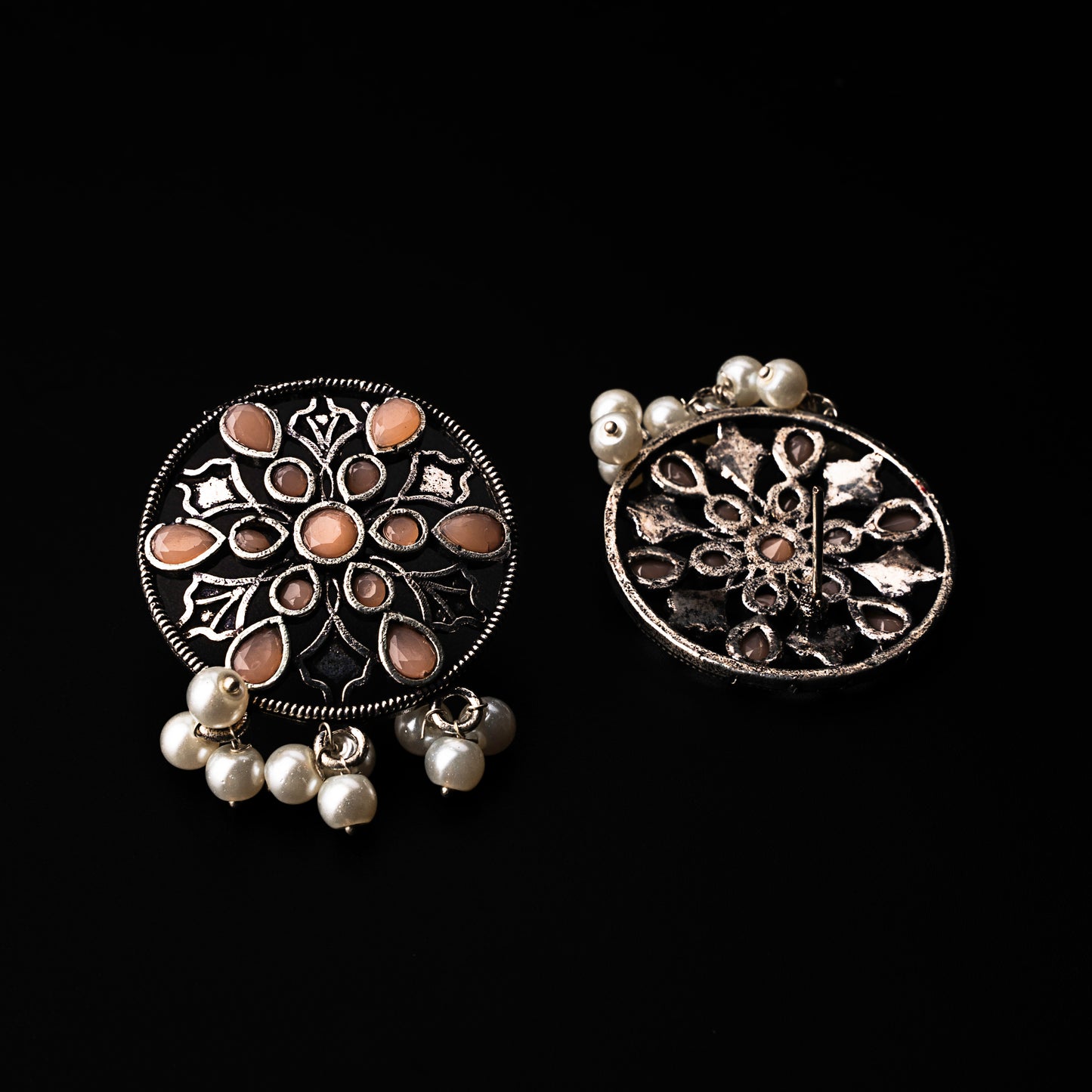 Light Orangish Stone Studded Circular Studs