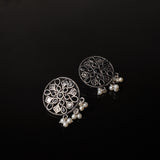 Black Stone Studded Circular Studs