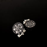 Black Stone Studded Circular Studs