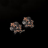 Light Orangish Stone Studded Oxidised Earrings
