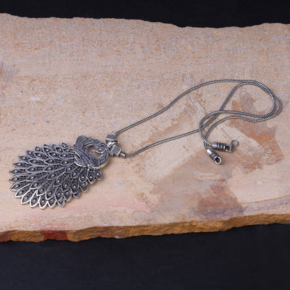 Peacock Motif Pendent Oxidised Neckpiece