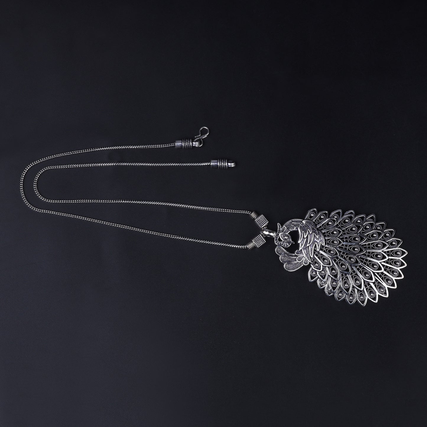 Peacock Motif Pendent Oxidised Neckpiece