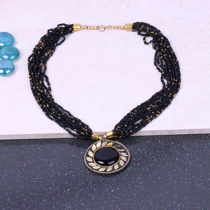 The Timeless Elegance- Beautiful Beaded Neckpiece (Black)