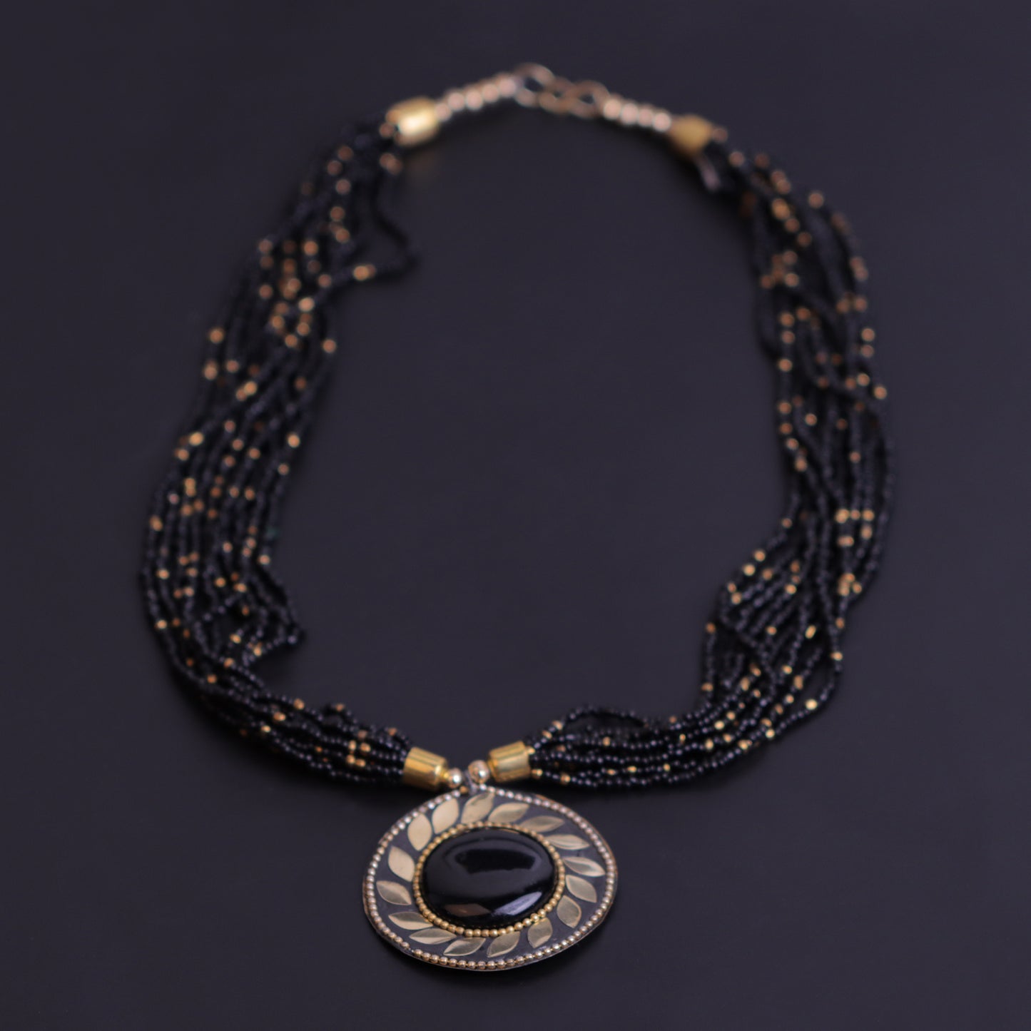 The Timeless Elegance- Beautiful Beaded Neckpiece (Black)